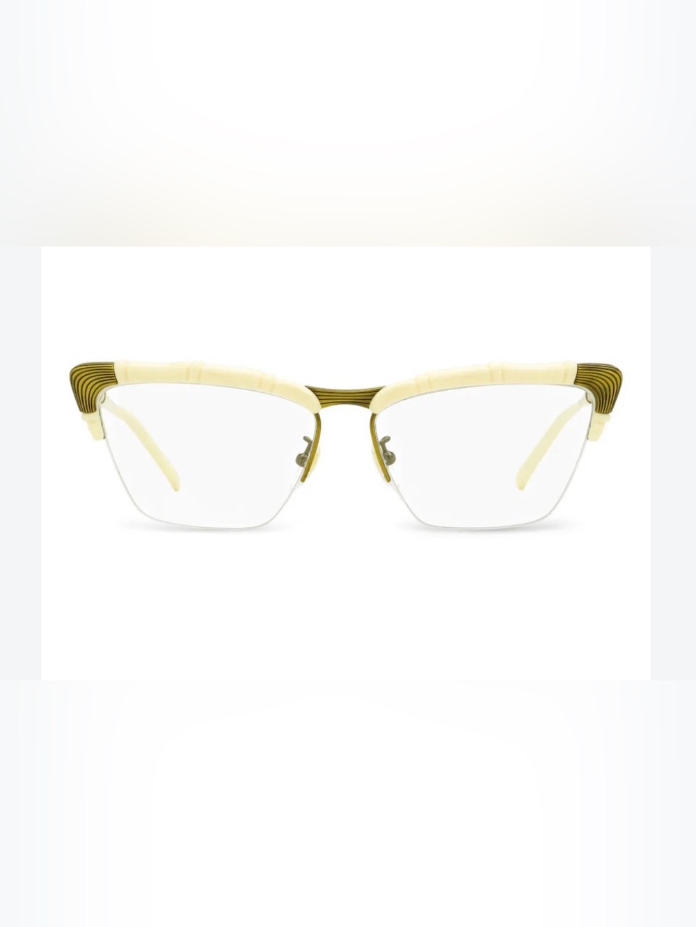 Gucci Women's Cream and Gold Semi-Rimless Eyeglasses